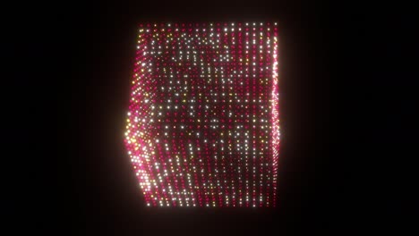 3d render shiny cube rotating on black background