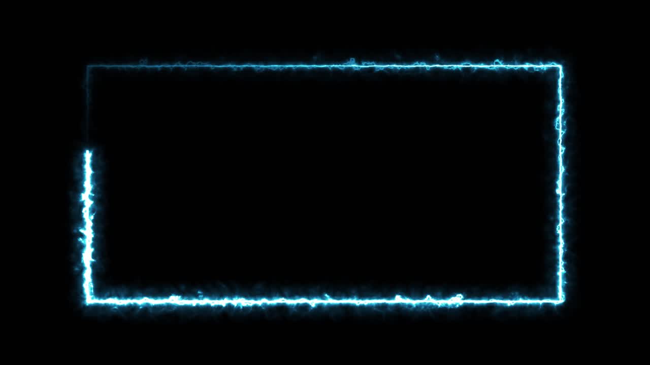 Neon Blue Electric Rectangle Frame on Black Background