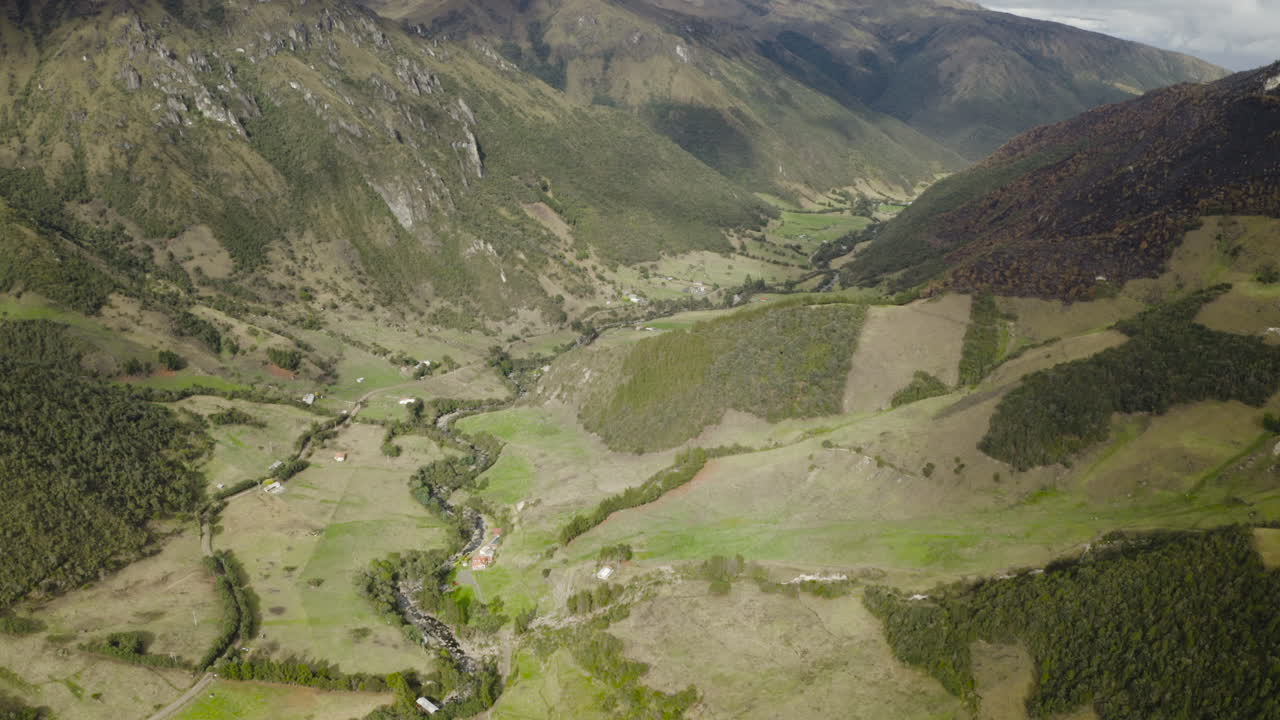 Aerial view, destruction by forest fire, El Cajas National Park, Cuenca Ecuador.