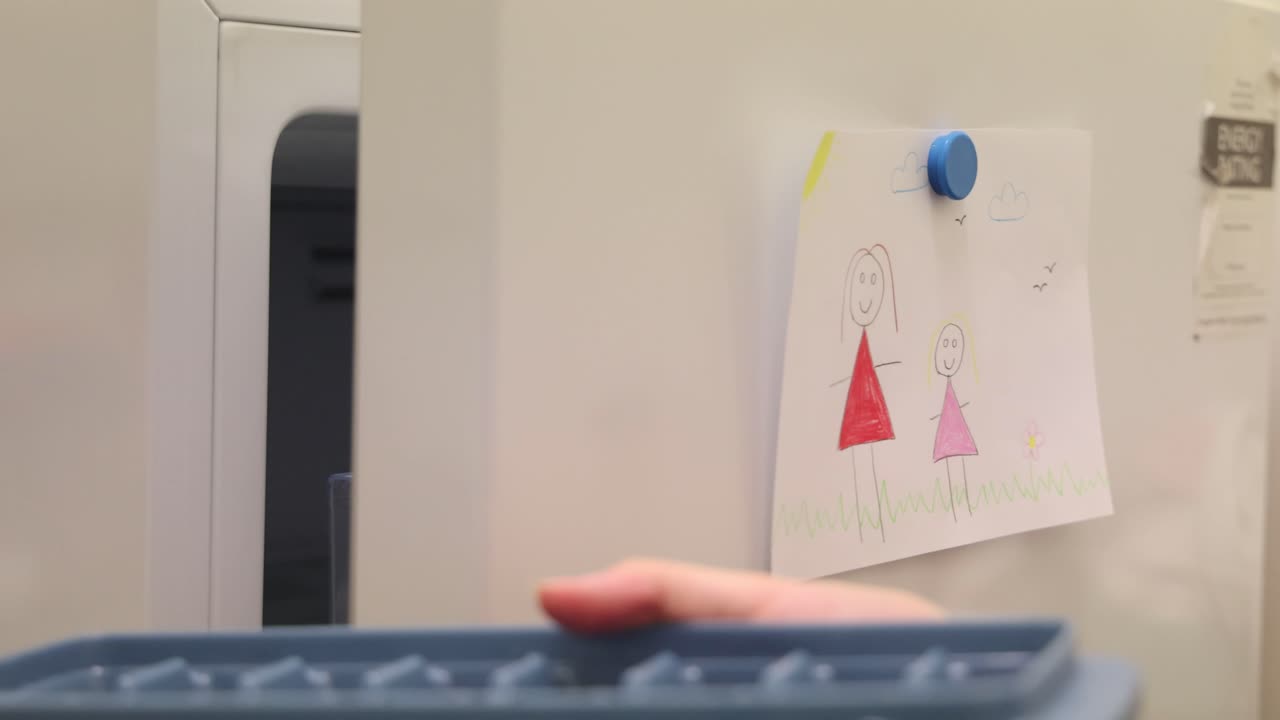 secuencia de colocación de una bandeja de hielo en un congelador