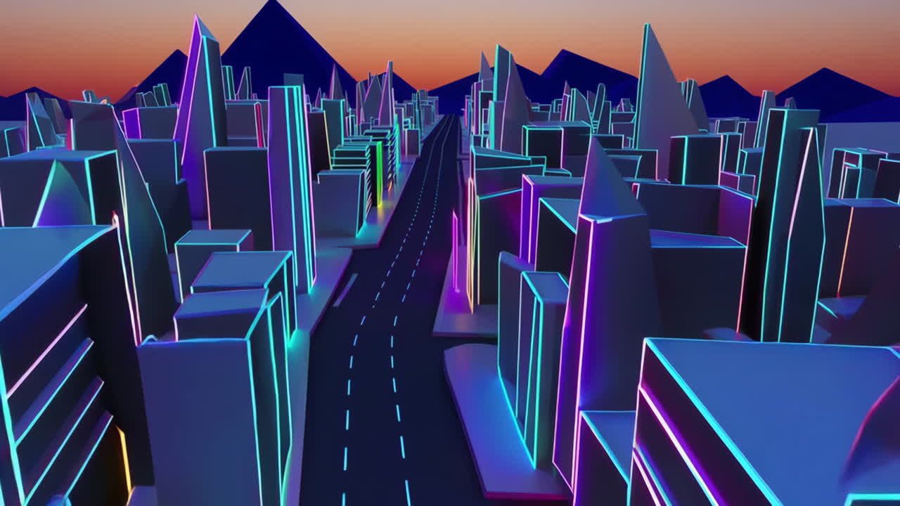 네온 도시 풍경