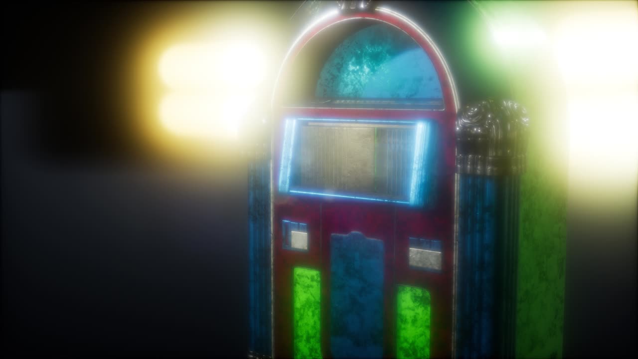 el jukebox retro en la oscuridad