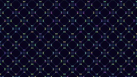 Vibrant-repeating-circle-grid-in-blue,-green,-and-purple