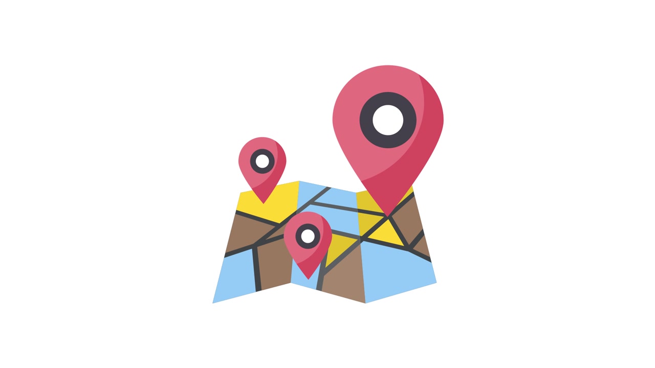 Animated Map Unfolding with Location Pins Appearing