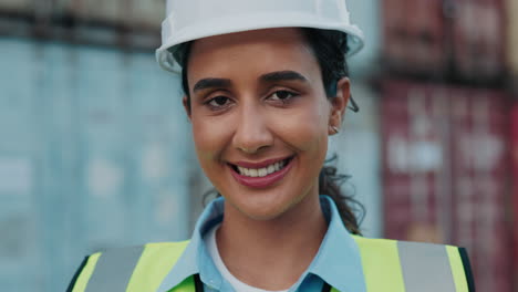 portrait of a smiling female worker at a port