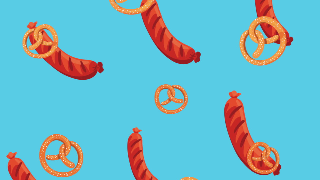 animación de productos de pastelería de pretzels frescos