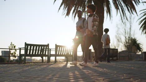 People,-walk-and-outdoor-with-morning-sunrise