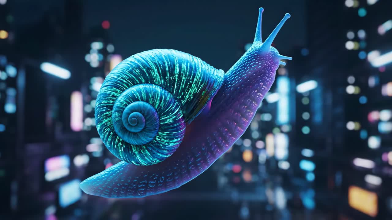 Neon Snail in a Cyberpunk City