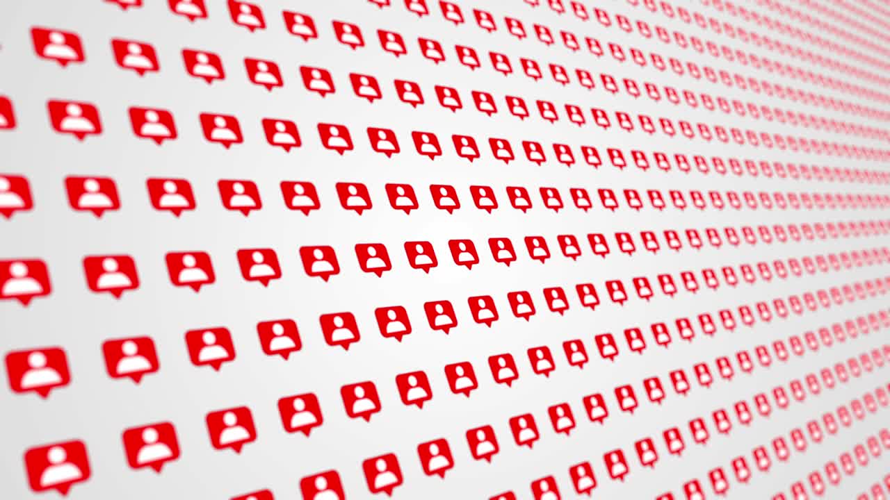 seguidores iconos de redes sociales patrón de fondo animado de cerca