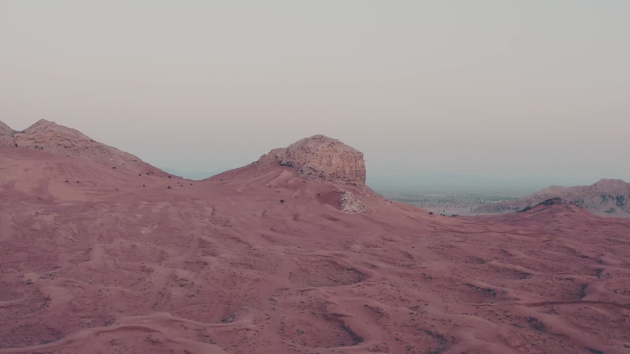 4K Drone Footage, Aerial view of Fossil Rocks Plateau in Meliha Desert with Sand Ripples, Geological Landscape of The Sphinx in Sand Dunes Desert in United Arab Emirates, Drone Videos