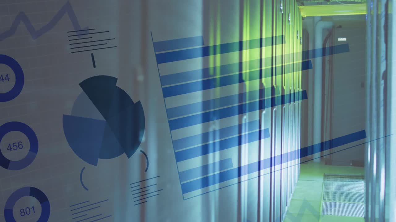 컴퓨터 서버를 통해 데이터 처리의 애니메이션