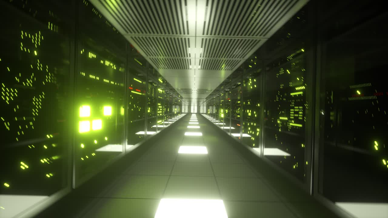 corredor de la sala de servidores de alta tecnología