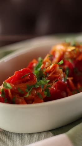 stuffed peppers in a restaurant