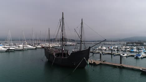 pirate in port of baiona aerial view