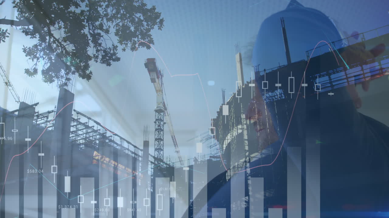 animación del procesamiento de datos financieros sobre los empresarios caucásicos