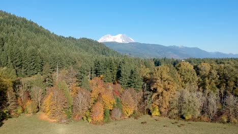 ariel drone footage revealing the snow-capped peak of mt