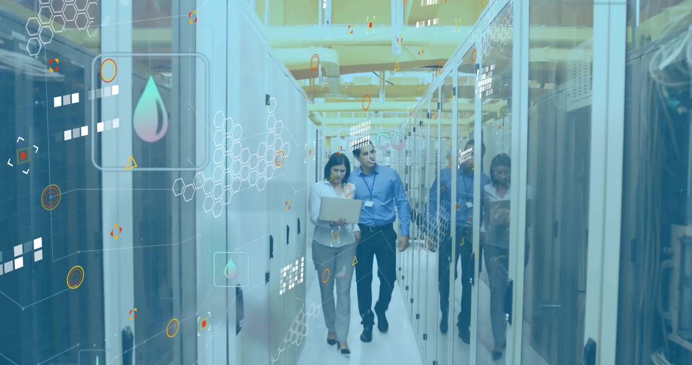 Animation of financial data processing over diverse it engineers and computer severs