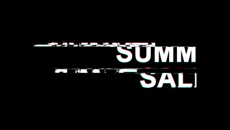 summer sale  glitch effect text digital tv distortion 4k loop animation