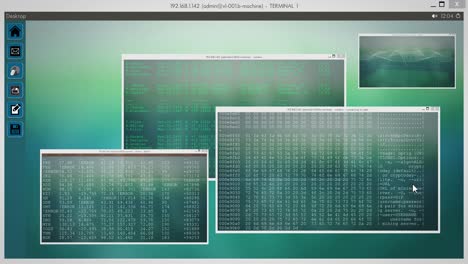 loopable fullscreen desktop with windows - pc - linux - windows with code and graphs