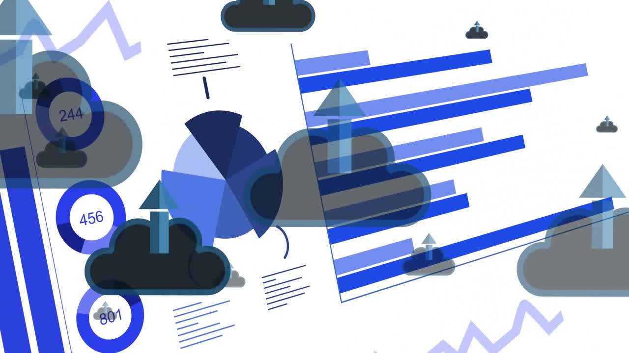 animación del procesamiento de datos financieros sobre un fondo blanco