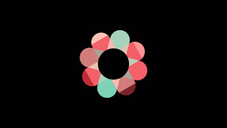 colorida flor giratoria de color retro para animaciones de logotipo en forma circular