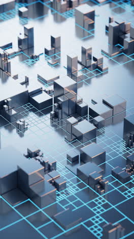 metallic cube circuit board, 3d rendering.