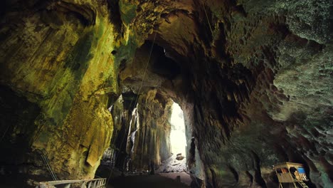 view inside a big natural cave with bats