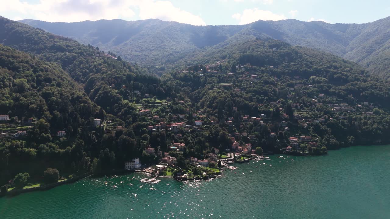 Drone view of Riva province, Lake Como Italy