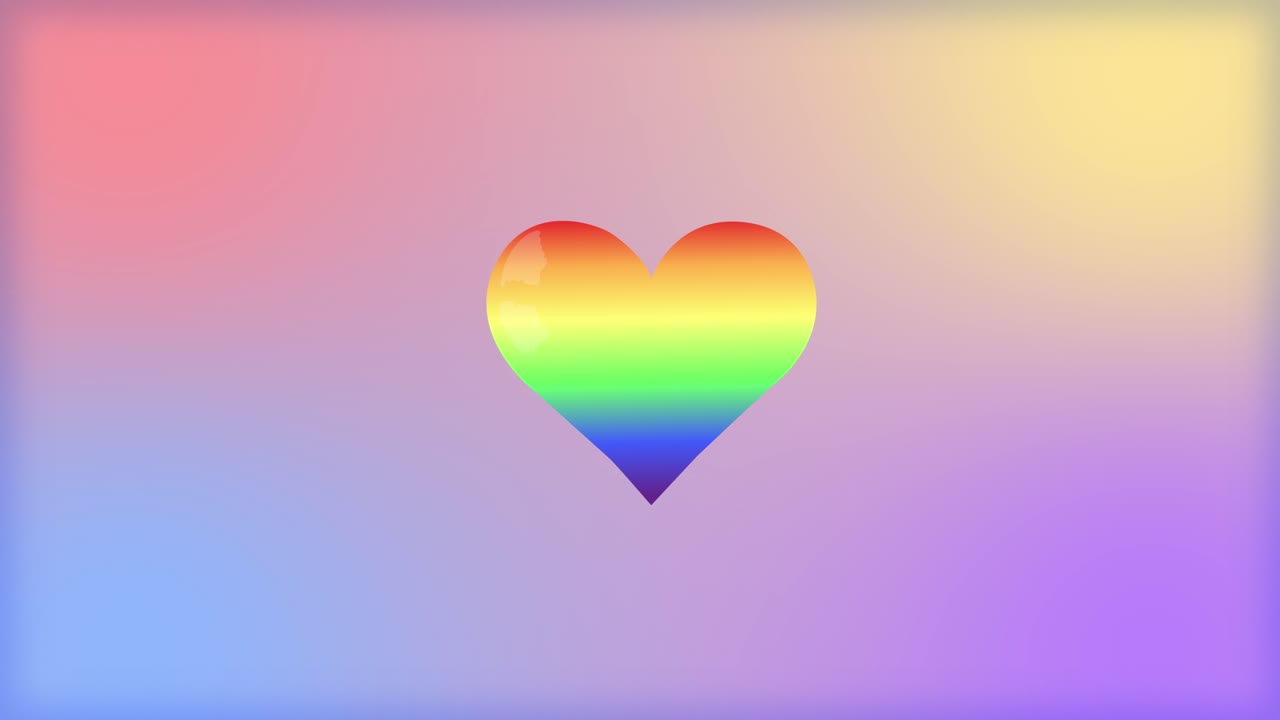 Graphic illustration of a lgbt heart beating, 2d animation