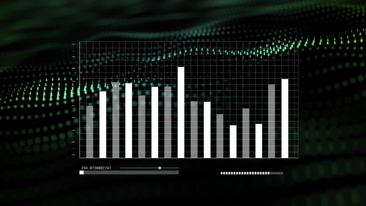 Updating data feed bar chart animating bars and sliding slider thumb, visualizing trends
