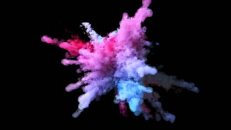 explosion of colorful multicolored smoke and powder in slow motion against black background