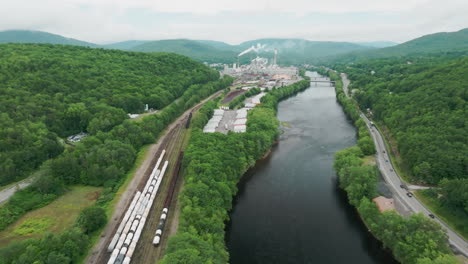 Rail-Lines-and-Car-Transportation-to-the-Mill-in-Rumford,-Maine