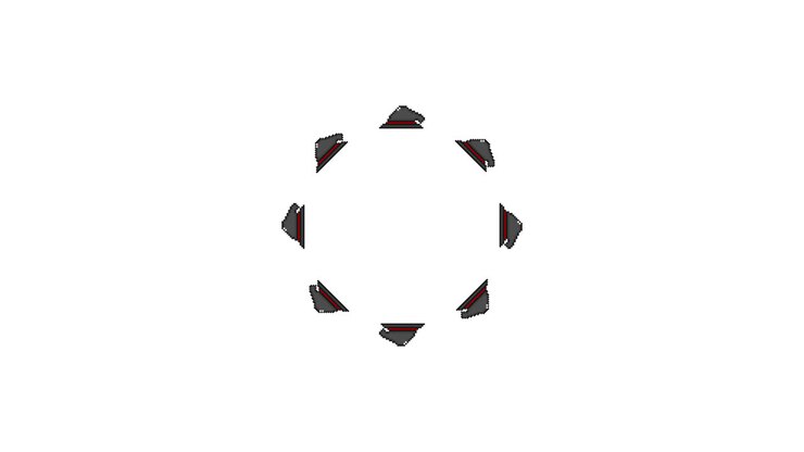 Sovrapposizione animata e trasparente di un cappello da strega in pixel art che ruota a 30 fps (4)