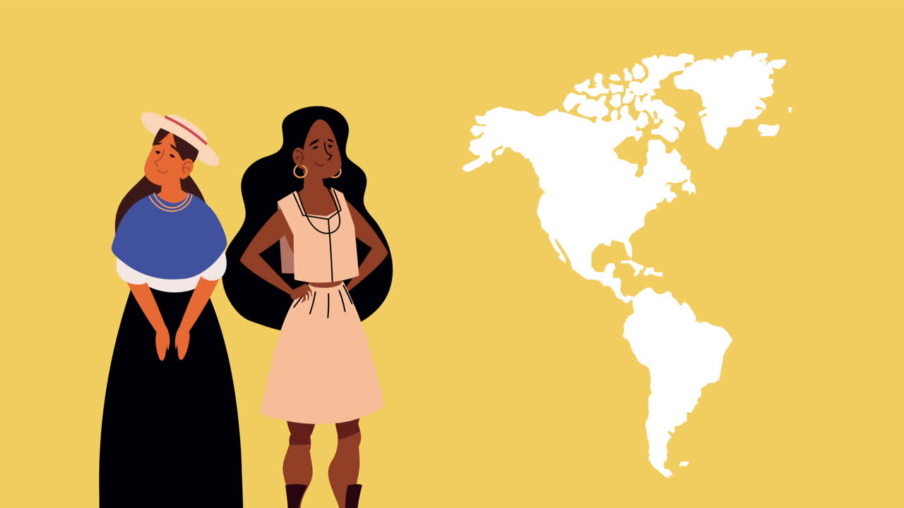 animación de personajes indígenas mayas femeninos