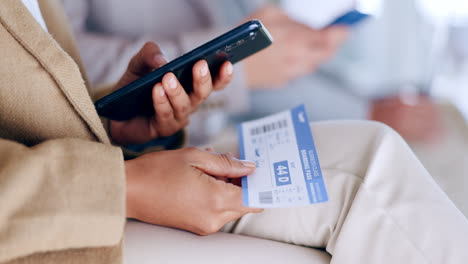 Travel,-airport-and-hands-with-phone-and-ticket