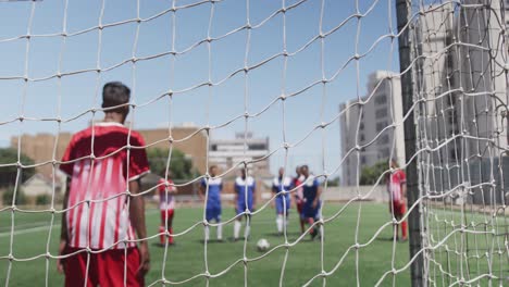 Soccer-players-having-match-on-field