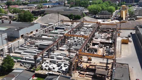 a concrete products yard and loading site in klaipeda, aerial view