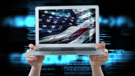 Laptop-showing-American-flag