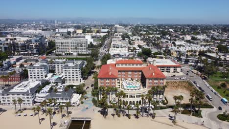 Drone-timelapse-or-hyperlapse-Santa-Monica-city-on-coast-of-California