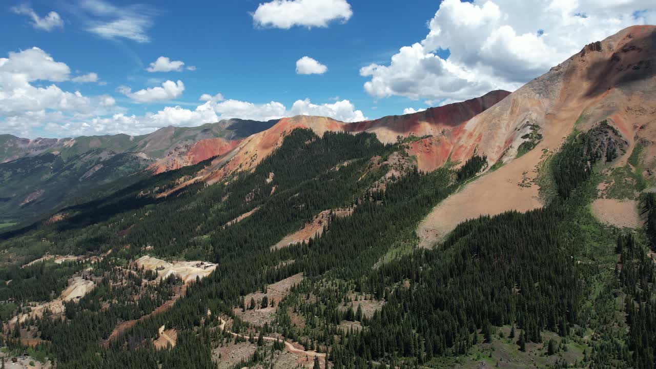 Veduta aerea del Red Mountain Pass e della Million Dollar Highway tra Silverton e Ouray, Colorado USA