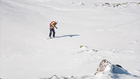 skiing in the snowy mountains