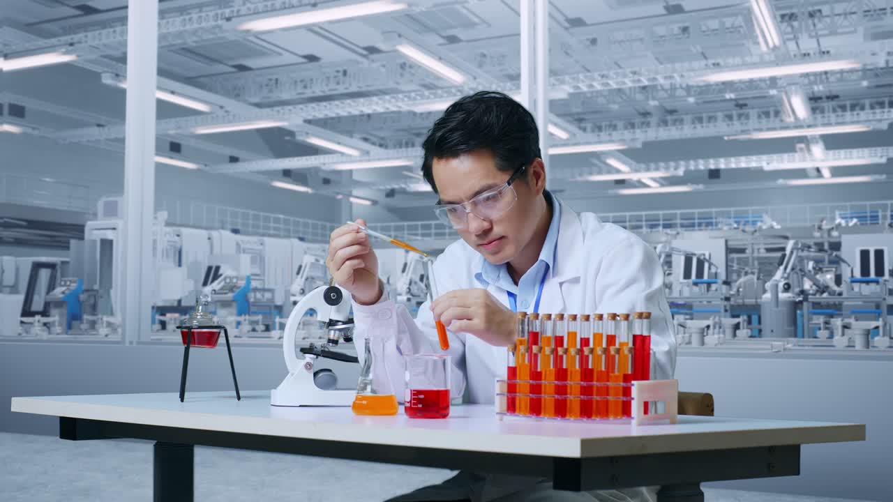 과학자가 현대적인 실험실 환경에서 실험을 수행합니다.