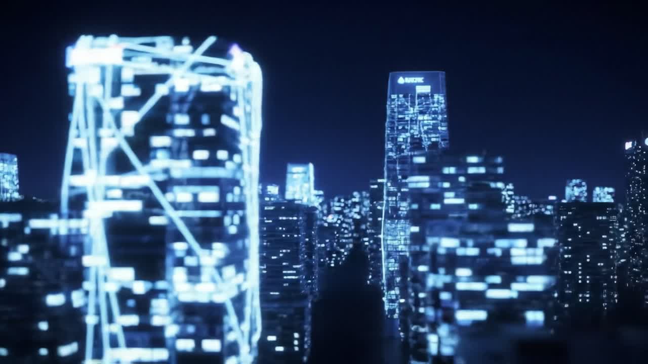 A Futuristic Urban Landscape Illuminated by Neon Lights, Showcasing the Vibrant Energy of a Metropolis at Night with Glowing Skyscrapers and Modern Architecture