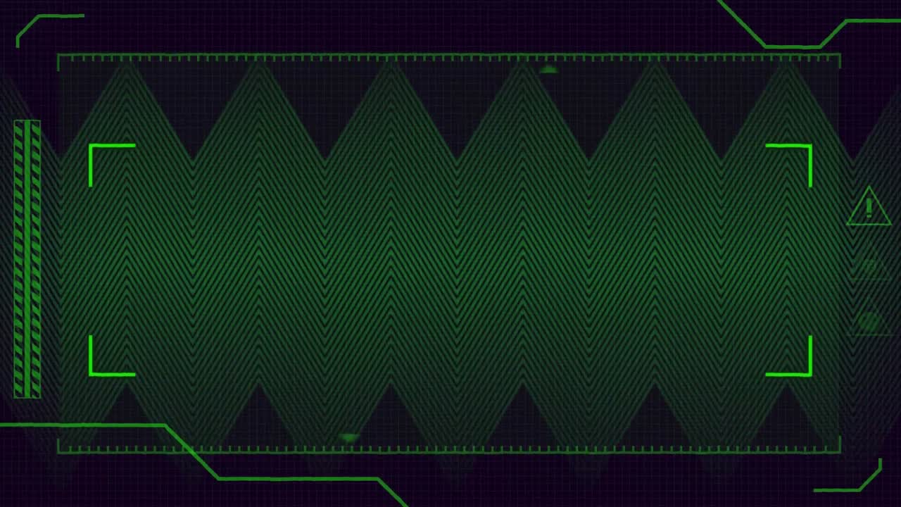 초록색 사각형 범위의 모서리의 애니메이션이 인터페이스에서  ⁇ 은 지그자그 선 위에서 검은색으로 넓어집니다.