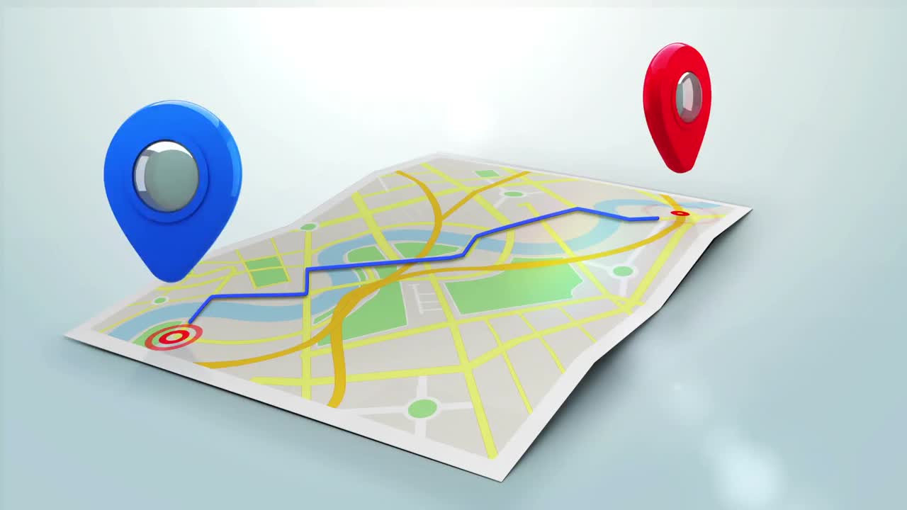 marcador rojo que muestra el camino en un mapa de una ciudad