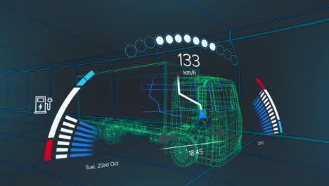 Animation of car panel over digital lorry