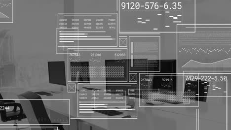 animación del procesamiento de datos a través de computadoras en la oficina