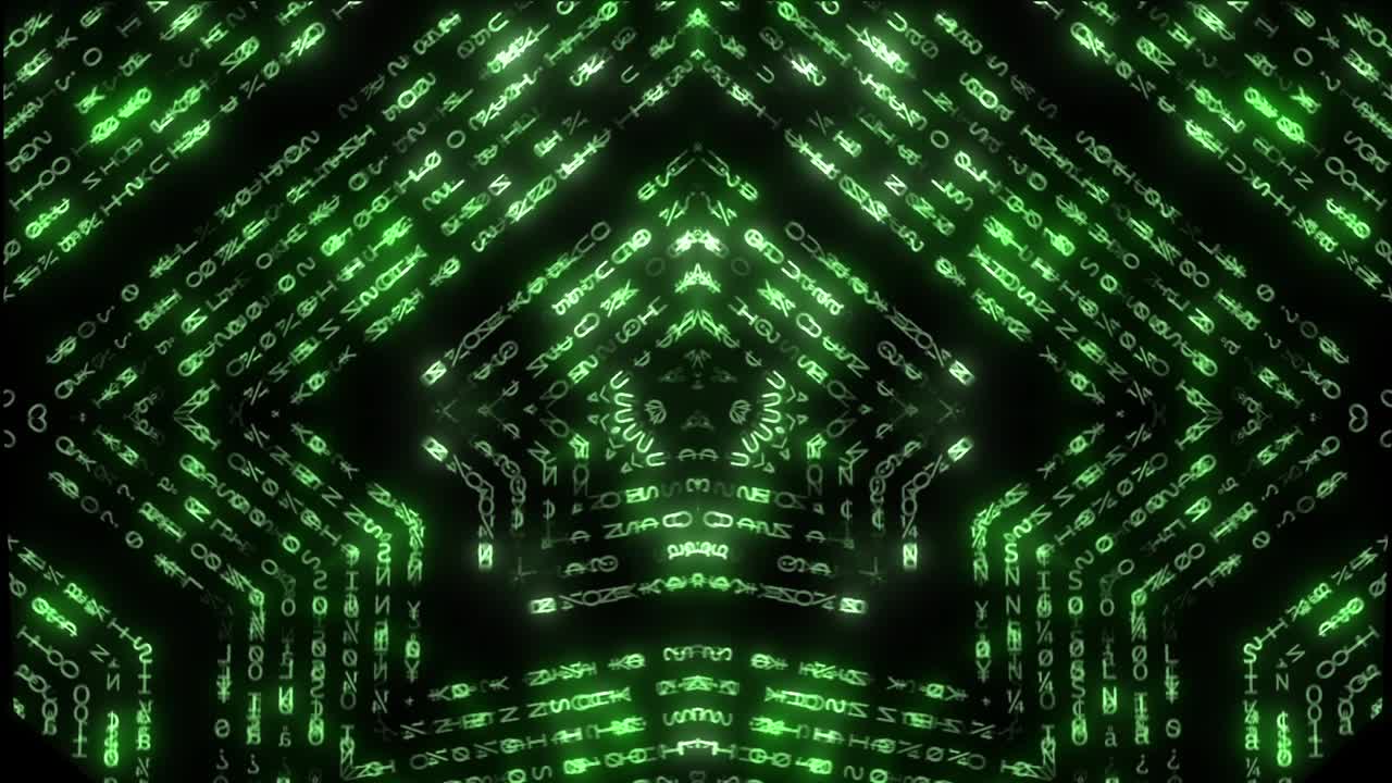 Abstract Glowing Green Digital Patterns