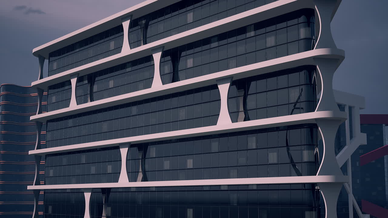 Modern skyscraper with numerous windows