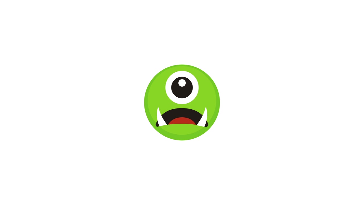Animated Green Cyclops Monster Emoji Changing Expressions